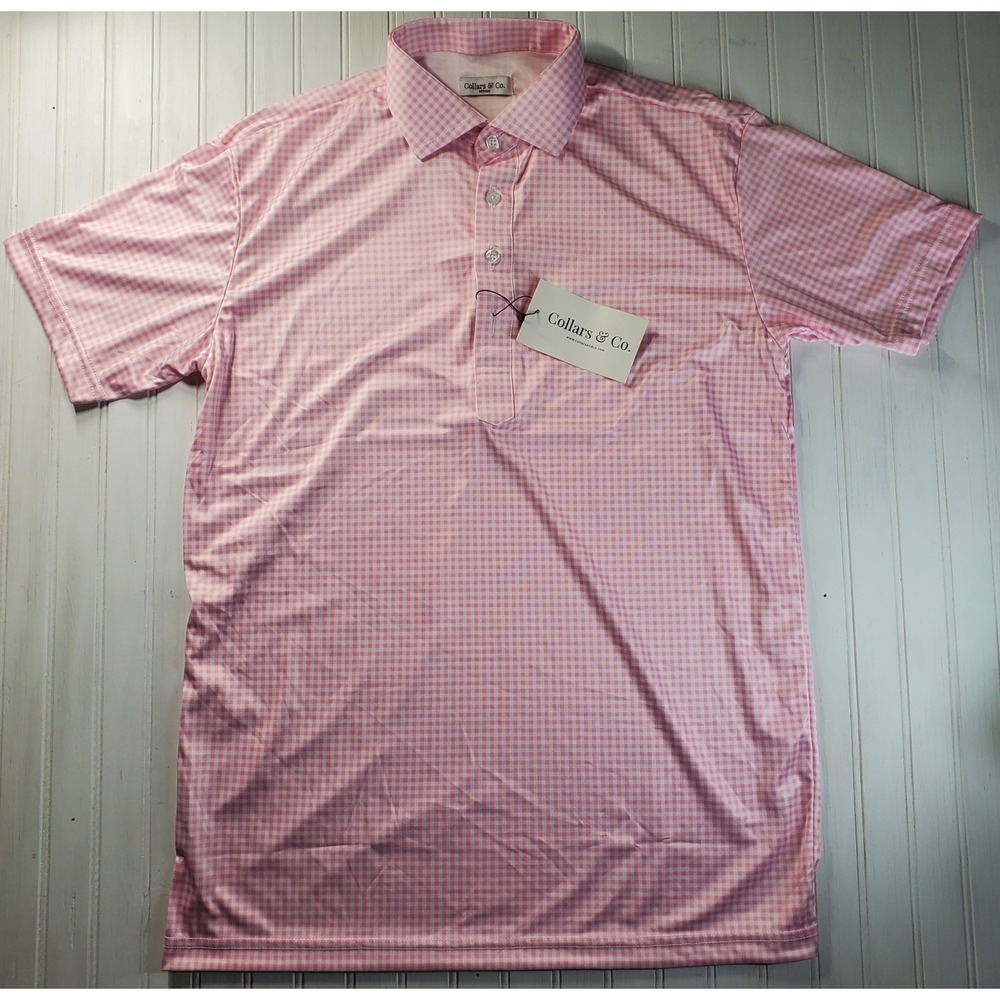 Collars & Co Pink & White Gingham Short Sleeve Shirt Medium NWT Easter Spring